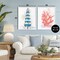 Stupell Industries Beach Umbrella & Coral Branch 2pc Framed Giclee Set, design by Matthew Piotrowicz